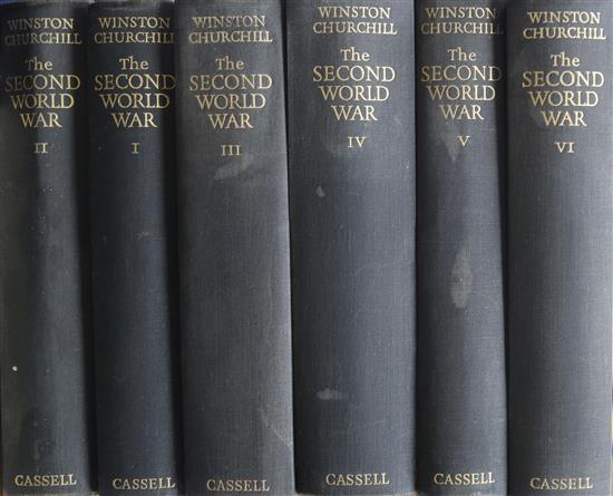 Churchill Winston S. - The Second World War, 1st edition, 6 vols, 8vo, cloth, Cassell & Co., from 1948-1954